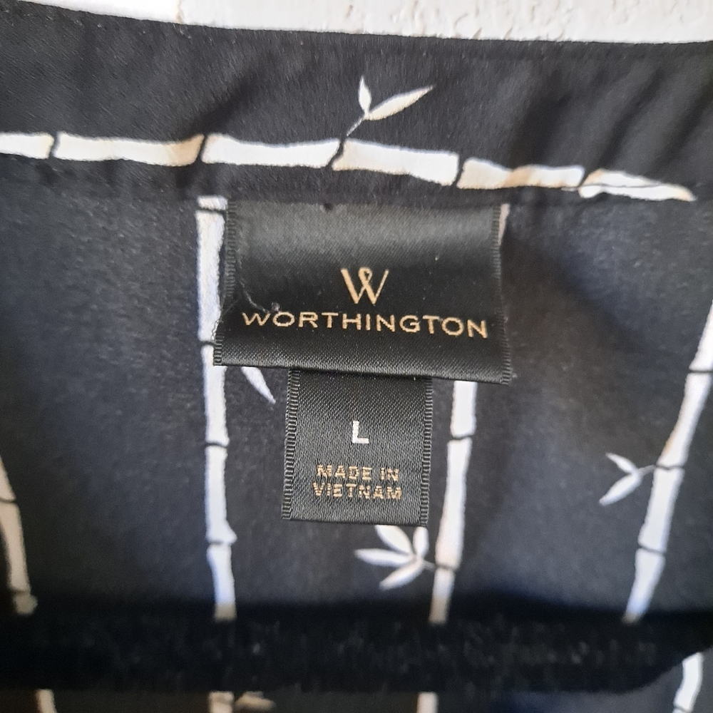 Worthington Black Bamboo striped Blouse - Picture 4 of 7